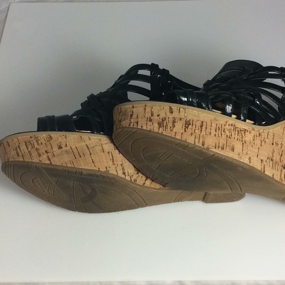 Size 8 Nine West Black Cork heeled Wedges - Picture 5 of 5
